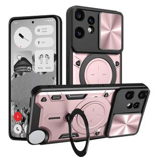 For Nothing CMF Phone 2 Pro CD Texture Sliding Camshield Magnetic Holder Phone Case(Pink)