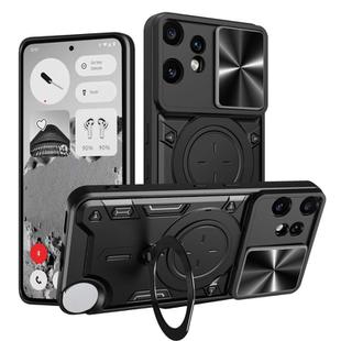 For Nothing CMF Phone 2 Pro CD Texture Sliding Camshield Magnetic Holder Phone Case(Black)