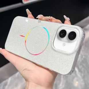 For iPhone 16 Glitter Powder Plating MagSafe IMD Full Coverage Phone Case(White)