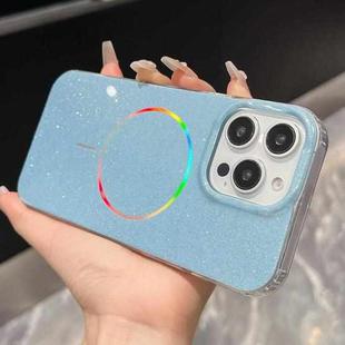 For iPhone 13 Pro Max Glitter Powder Plating MagSafe IMD Full Coverage Phone Case(Blue)
