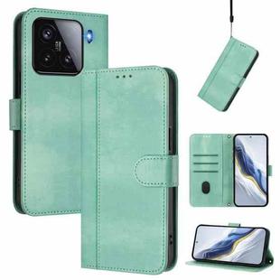 For Xiaomi 15 Line Splicing Buckle Retro Leather Phone Case(Mint)