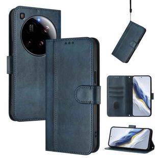 For Xiaomi 15 Ultra Line Splicing Buckle Retro Leather Phone Case(Dark Blue)