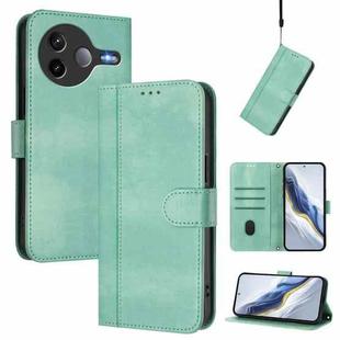 For Xiaomi Poco F7 Ultra 5G / Redmi K80 Pro Line Splicing Buckle Retro Leather Phone Case(Mint)