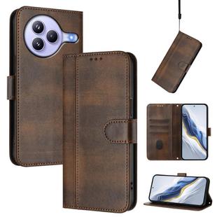 For Xiaomi Civi 5 Pro 5G Line Splicing Buckle Retro Leather Phone Case(Brown)