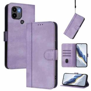For Redmi A1+ 4G / A2+ Line Splicing Buckle Retro Leather Phone Case(Purple)