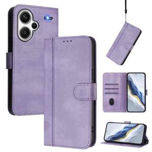 For Redmi Note 13 Pro+ 5G Global Line Splicing Buckle Retro Leather Phone Case(Purple)
