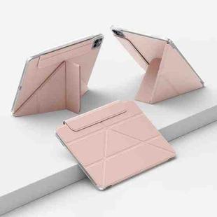For iPad Pro 11 2024 Four-corner Anti-collision Magnetic Double-sided Clip Tablet Case(Pink)
