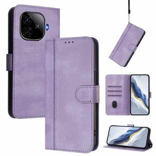 For vivo iQOO Z9 5G / iQOO Z9 Turbo 5G Line Splicing Buckle Retro Leather Phone Case(Purple)