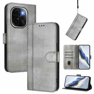 For vivo iQOO Z9s Pro 5G / T3 Pro 5G India Line Splicing Buckle Retro Leather Phone Case(Grey)