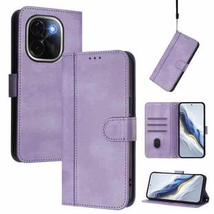 For vivo iQOO Z9s Pro 5G / T3 Pro 5G India Line Splicing Buckle Retro Leather Phone Case(Purple)