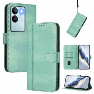 For vivo V29 5G Global / V29 Pro Line Splicing Buckle Retro Leather Phone Case(Mint)