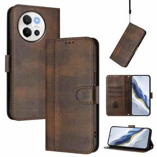 For vivo V30E 5G Global / V40 Lite 5G Line Splicing Buckle Retro Leather Phone Case(Brown)