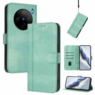 For vivo X100s 5G Line Splicing Buckle Retro Leather Phone Case(Mint)