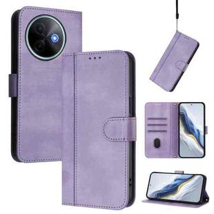 For vivo Y39 5G Global Line Splicing Buckle Retro Leather Phone Case(Purple)