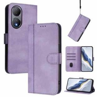 For vivo Y100 5G / Y100A 5G India Line Splicing Buckle Retro Leather Phone Case(Purple)