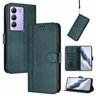 For vivo Y100 5G IDN / T3 5G IDN Line Splicing Buckle Retro Leather Phone Case(Dark Green)