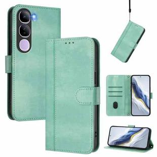 For vivo V40 Lite 4G IDN / Y300 5G IDN Line Splicing Buckle Retro Leather Phone Case(Mint)
