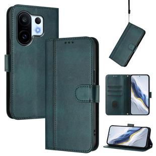 For vivo S30 Pro mini Line Splicing Buckle Retro Leather Phone Case(Dark Green)