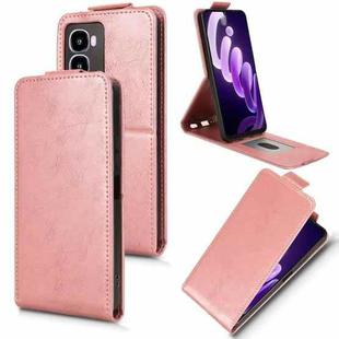 For itel City 100 Magnetic Vertical Flip Leather Phone Case with Buckle(Rose Gold)