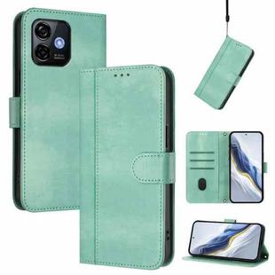 For Ulefone Note 16 Pro Line Splicing Buckle Retro Leather Phone Case(Mint Green)