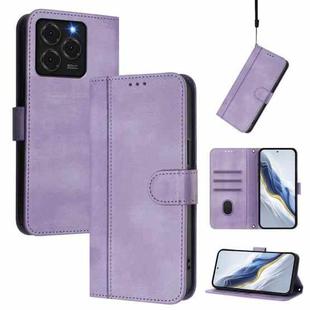 For Ulefone Note 20 Pro Line Splicing Buckle Retro Leather Phone Case(Purple)
