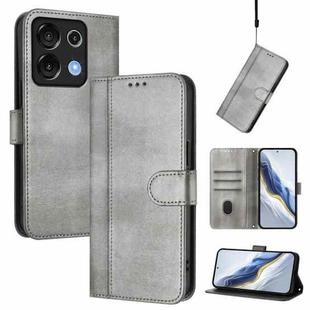 For UMIDIGI G9 5G / Note 9 5G Line Splicing Buckle Retro Leather Phone Case(Grey)