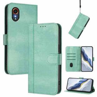 For Samsung Galaxy Xcover 7 5G Global Line Splicing Buckle Retro Leather Phone Case(Mint Green)