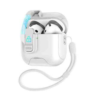For AirPods 2 / 1 Automatic Pop-up Cover Holder Earphone Case with Switch Lock(White)