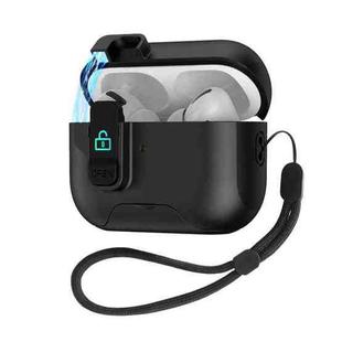 For AirPods Pro Automatic Pop-up Cover Holder Earphone Case with Switch Lock(Black)