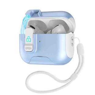 For AirPods Pro 2 Automatic Pop-up Cover Holder Earphone Case with Switch Lock(White Light Blue)