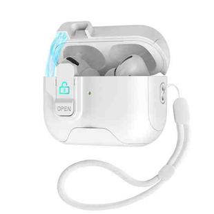 For AirPods Pro 2 Automatic Pop-up Cover Holder Earphone Case with Switch Lock(White)