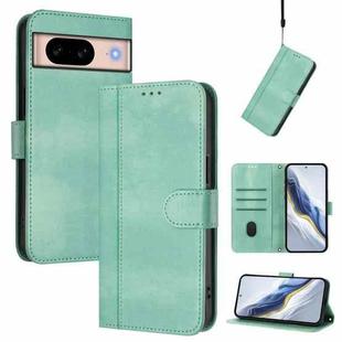 For Google Pixel 8a Line Splicing Buckle Retro Leather Phone Case(Mint Green)