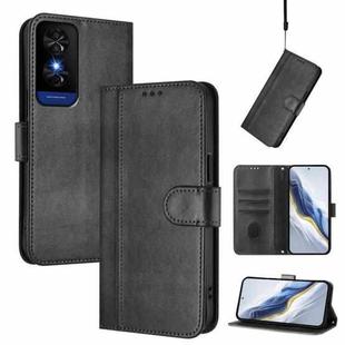 For TCL 50 5G / 50 XE / 50 XE NxtPaper Line Splicing Buckle Retro Leather Phone Case(Black)