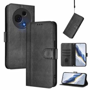 For TCL 60 NxtPaper Line Splicing Buckle Retro Leather Phone Case(Black)