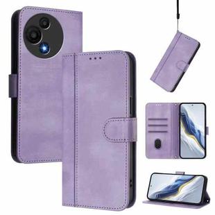 For TCL 605 / 60 SE Line Splicing Buckle Retro Leather Phone Case(Purple)