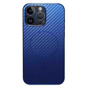 For iPhone 13 Pro Max Plating Carbon Fiber MagSafe Full Coverage Phone Case(Blue)
