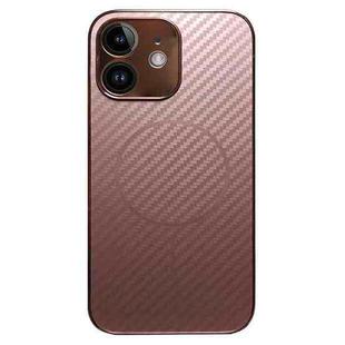 For iPhone 11 Plating Carbon Fiber MagSafe Full Coverage Phone Case(Pink)