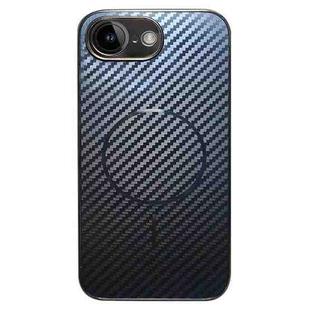For iPhone 16e Plating Carbon Fiber MagSafe Full Coverage Phone Case(Black)