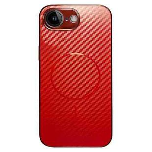 For iPhone 16e Plating Carbon Fiber MagSafe Full Coverage Phone Case(Red)