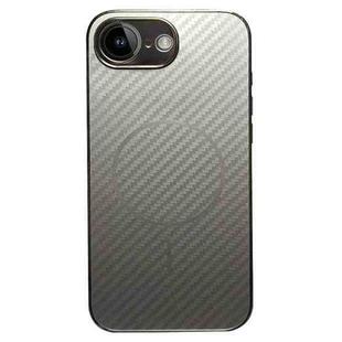For iPhone 16e Plating Carbon Fiber MagSafe Full Coverage Phone Case(Silver)