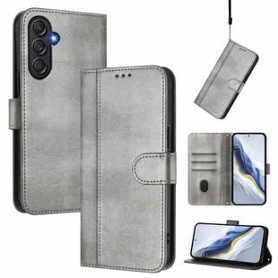 For Samsung Galaxy M54 5G / F54 5G Line Splicing Buckle Retro Leather Phone Case(Grey)