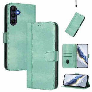 For Samsung Galaxy A26 5G Global Line Splicing Buckle Retro Leather Phone Case(Mint Green)