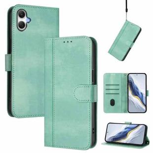 For Samsung Galaxy A05 / M05 / F05 4G Line Splicing Buckle Retro Leather Phone Case(Mint Green)
