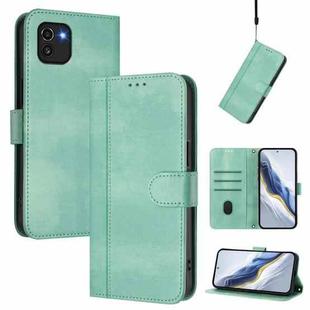 For Samsung Galaxy A03 166mm Line Splicing Buckle Retro Leather Phone Case(Mint Green)