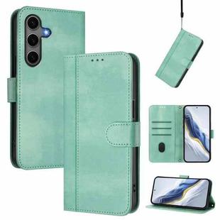 For Samsung Galaxy S25+ / S24+ 5G Line Splicing Buckle Retro Leather Phone Case(Mint Green)