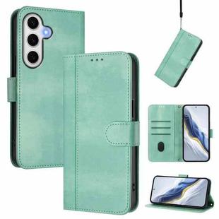 For Samsung Galaxy S23 FE 5G Line Splicing Buckle Retro Leather Phone Case(Mint Green)