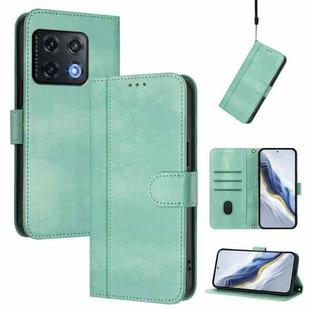 For OnePlus 10 Pro Line Splicing Buckle Retro Leather Phone Case(Mint Green)