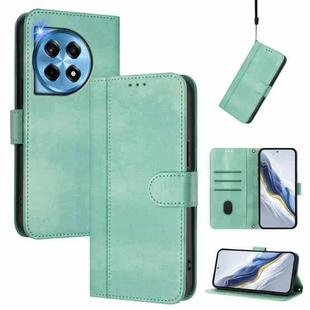 For OnePlus 12R Line Splicing Buckle Retro Leather Phone Case(Mint Green)