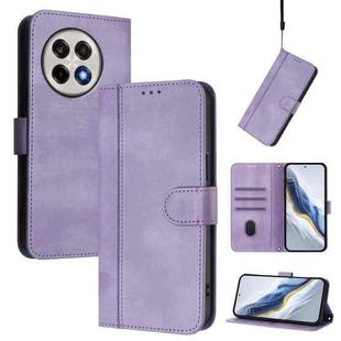 For OnePlus 13R / OnePlus Ace 5 Pro Line Splicing Buckle Retro Leather Phone Case(Purple)