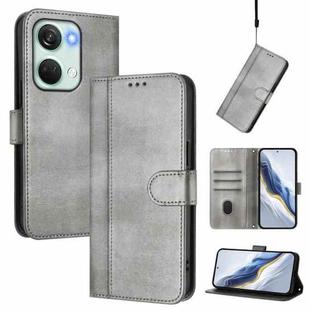 For Oneplus Nord 3 / OnePlus Ace 2V Line Splicing Buckle Retro Leather Phone Case(Grey)